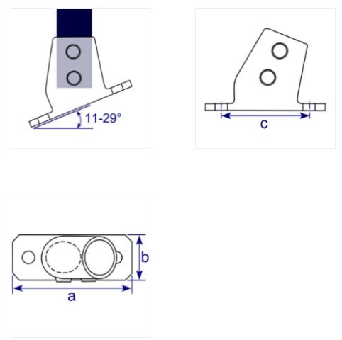 Drawing to show dimensions of 252 11-29 degree slope base flange fitting